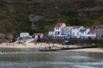 View Of Staithes Harbour North Yorkshire Stock Photo