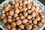 Walnuts In A Basket Stock Photo