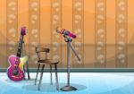 Cartoon  Illustration Interior Music Room With Separated Layers Stock Photo