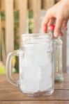 Drinking Water And Iced Glass Stock Photo