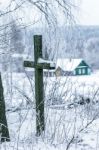 Old Cemetery At Abandoned  Village Stock Photo