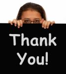 Girl Showing Thank You Board Stock Photo