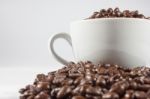 Coffee Beans And Cup Stock Photo