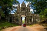 Temple Entrance With Wall Stock Photo