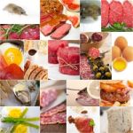 High Protein Food Collection Collage Stock Photo