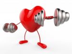 Weights Heart Shows Working Out And Active Stock Photo