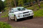 E. Mcnulty Driving Subaru Impreza Stock Photo