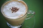 Close Up Of Hot Cappuccino Coffee In Cup Stock Photo