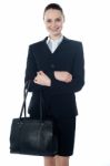 Coporate Lady Holding A Handbag Stock Photo