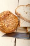 Organic Bread Over Rustic Table Stock Photo