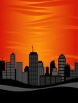 City Skyline Sunset Stock Photo