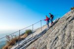 Seoul, South Korea - Sep 27: Climbers And Tourists On Bukhansan Mountain. Photo Taken On Sep 27, 2015 In Seoul, South Korea Stock Photo