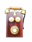 Antique Wooden Telephone Stock Photo