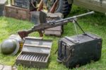 Old Ww2 Weoponry On Display At Shoreham Airfield Stock Photo