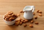 Almond Milk Organic Healthy Nut Vegan Vegetarian Drink Stock Photo