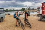 Crossing The River Called Rio De La Pasion In The Small Town Of Stock Photo