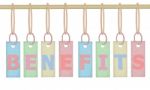 Hanging Benefits Tag Stock Photo