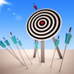 Arrow On Dartboard Showing Successful Shot Stock Photo