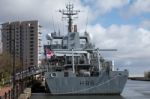 Cardiff Uk March 2014 - Hms Enterprises Docks At Cardiff Stock Photo