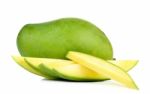 Green Mango Isolated On White Background Stock Photo