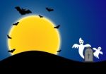 Halloween Moon Ghost Bat  Stock Photo