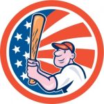 American Baseball Player Batting Circle Cartoon Stock Photo