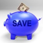 Save Piggy Bank Means Clearance Goods And Specials Stock Photo