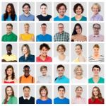 Composition Of Smiling People Stock Photo