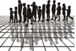 Standing Silhouetted Children Stock Photo