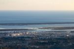 Horizon View Of Olhao Coastline Stock Photo