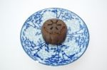 Chocolate Mooncake On White Background Stock Photo