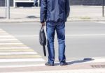 Man Waiting To Cross The Street Stock Photo