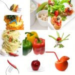 Organic Vegetarian Vegan Food Collage  Bright Mood Stock Photo