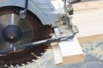 Circular Saw Cutting Wood Stock Photo