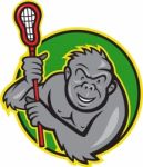 Gorilla Ape With Lacrosse Stick Cartoon Stock Photo