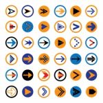 Flat Abstract Arrow In Circles Icons, Symbols  Illustratio Stock Photo