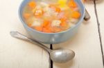 Traditional Italian Minestrone Soup Stock Photo