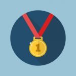 Golden Medal Flat Icon Stock Photo