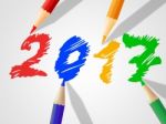 Twenty Seventeen Indicates New Year And Annual Stock Photo