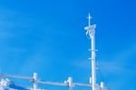 Security Camera Covered By Snow In Winter Stock Photo