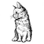 Illustration Of Cat With Mask Hand Drawn Stock Photo