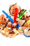 Color Shavings Pencils Stock Photo