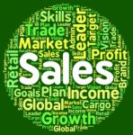 Sales Words Shows Marketing Sell And Commerce Stock Photo