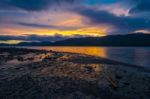 Sunset At Lake Mcdonald Stock Photo