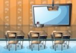 Cartoon  Illustration Interior Office Room Stock Photo