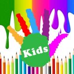 Kids Handprint Represents Colourful Spectrum And Human Stock Photo