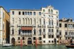 Motorboat Cruising Down The Grand Canal Stock Photo