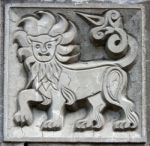 Old Bas-relief Of Fairytale Lion Stock Photo