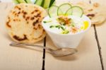 Arab Middle East Goat Yogurt And Cucumber Salad Stock Photo