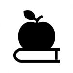 Apple And Book Symbol Icon  Illustration On White Ba Stock Photo